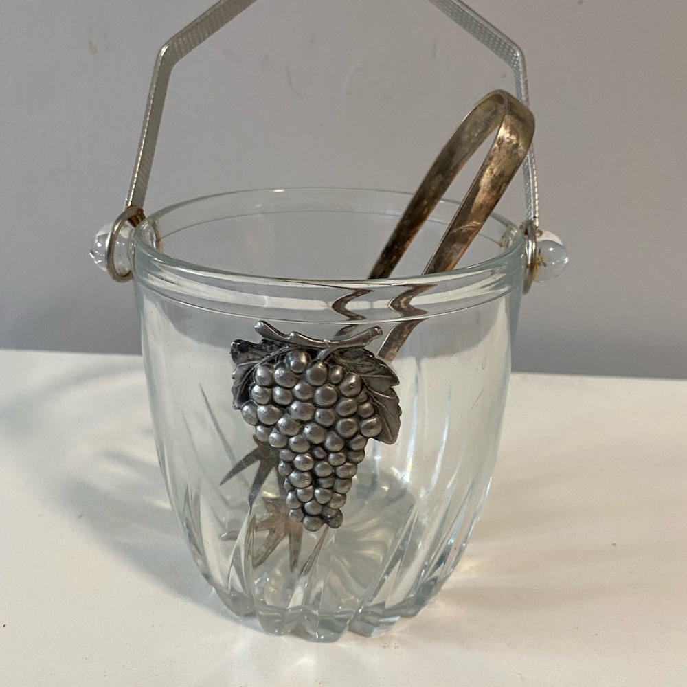 Elegant Silver and Clear Glass Ice Bucket